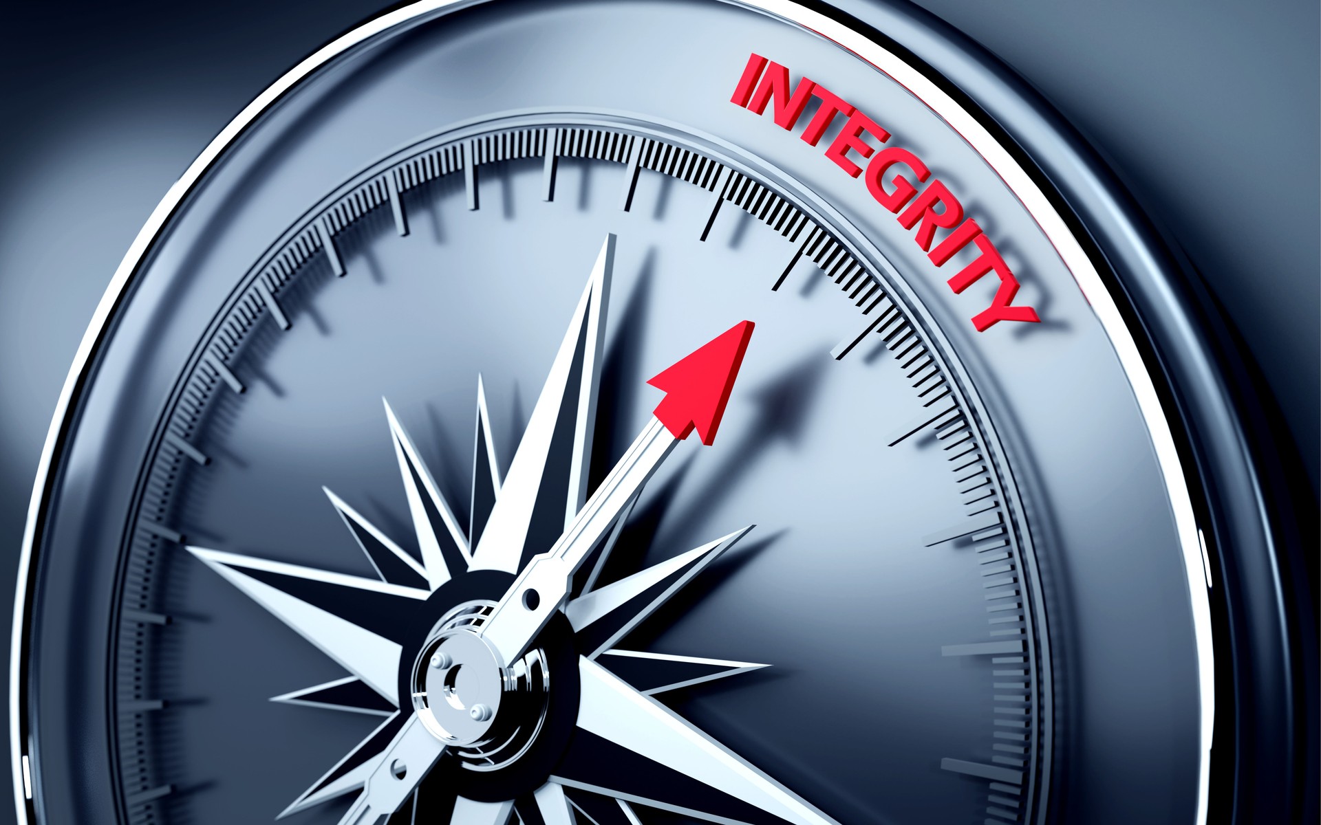 Integrity Text is Pointing By A 3D Compass Needle